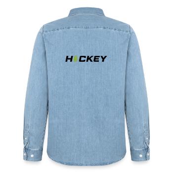 Hockey - Men’s Organic Denim Shirt by Stanley/Stella - light wash - Back - AI Model Male 185 light (185cm)
