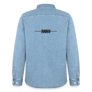 Ligne 2026 - Chemise en denim homme bio Stanley/Stella - bleu clair délavé - Dos - AI Model Male 185 light (185cm)