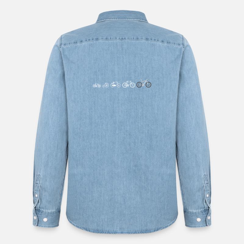 Evolutionsentwicklung des Radfahrens - Männer Jeanshemd Organic von Stanley/Stella - verwaschenes Hellblau