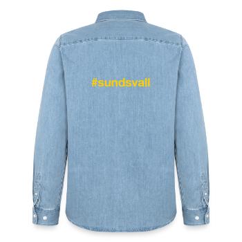 Sundsvall Sverige Sweden Schweden - Men’s Organic Denim Shirt by Stanley/Stella - light wash - Back - AI Model Male 185 light (185cm)