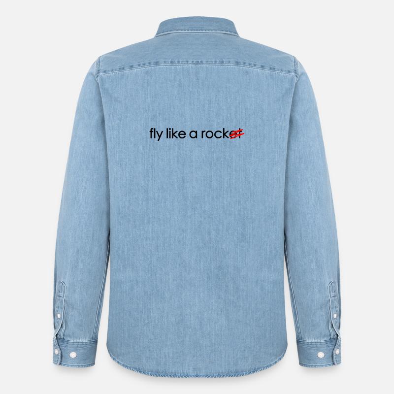 fly like a rocket - Männer Jeanshemd Organic von Stanley/Stella - verwaschenes Hellblau