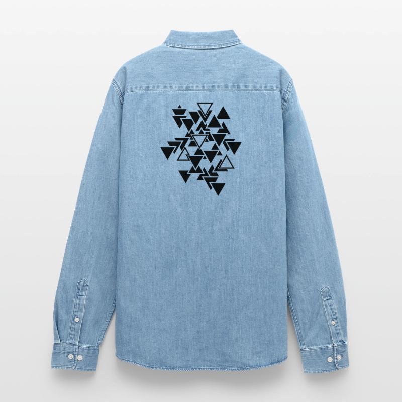 Triangles graphic pattern Men’s Organic Denim Shirt by Stanley/Stella