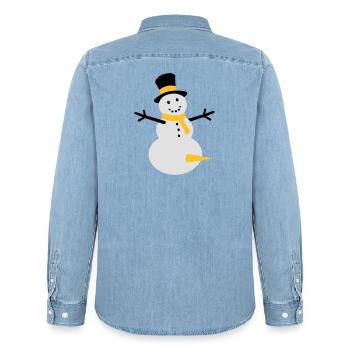 Snow fun - Men’s Organic Denim Shirt by Stanley/Stella - light wash - Back - AI Model Male 185 light (185cm)