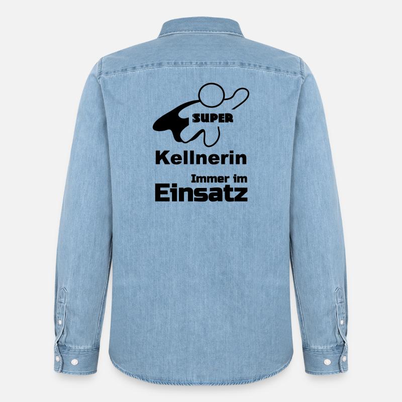 Super Kellnerin Geschenk - Männer Jeanshemd Organic von Stanley/Stella - verwaschenes Hellblau