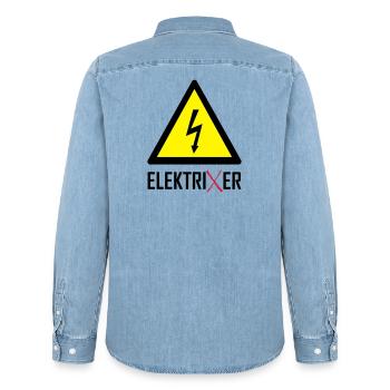 ElektriXer Elektriker Blitz Pfeil - Männer Jeanshemd Organic von Stanley/Stella - verwaschenes Hellblau - Hinten - AI Model Male 185 light (185cm)
