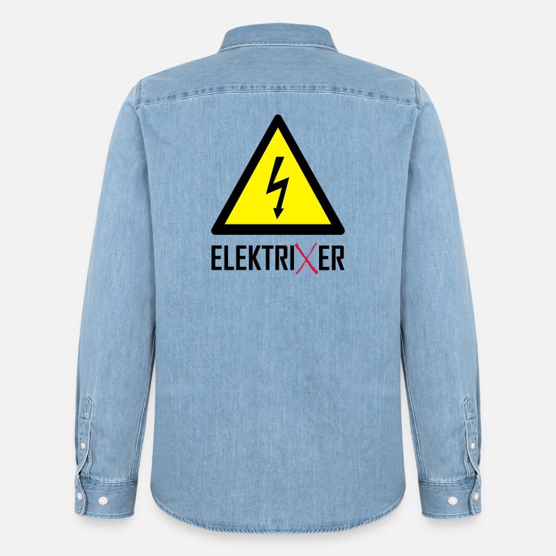 ElektriXer Elektriker Blitz Pfeil - Männer Jeanshemd Organic von Stanley/Stella - verwaschenes Hellblau