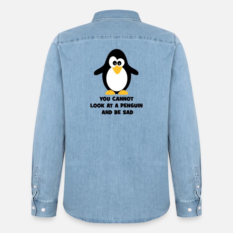 Pinguin - Männer Jeanshemd Organic von Stanley/Stella - verwaschenes Hellblau