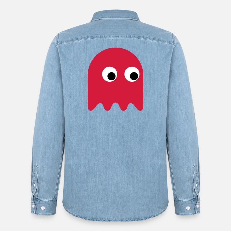 Game Classics Ghost - Männer Jeanshemd Organic von Stanley/Stella - verwaschenes Hellblau