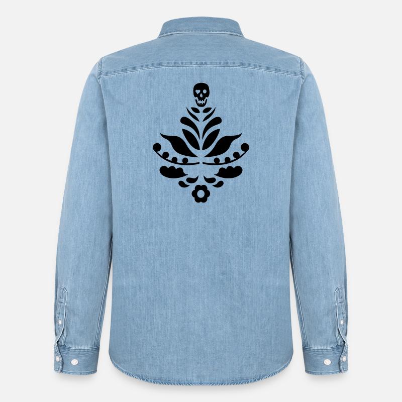 Kurbits & Schädel schwarz - Männer Jeanshemd Organic von Stanley/Stella - verwaschenes Hellblau