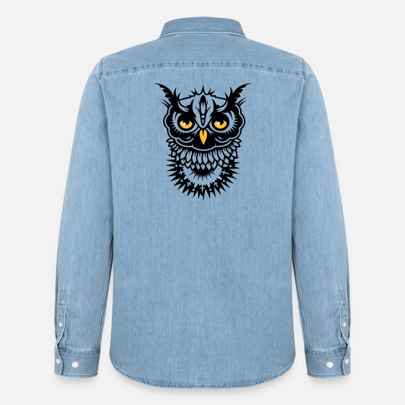 Gesicht einer Eule - Männer Jeanshemd Organic von Stanley/Stella - verwaschenes Hellblau