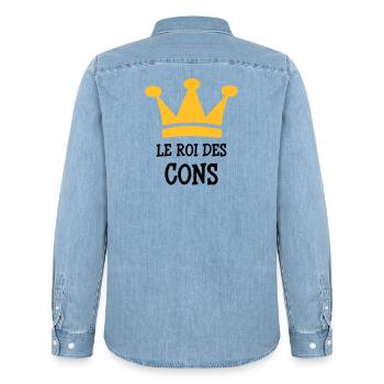 Le Roi des Cons - Chemise en denim homme bio Stanley/Stella - bleu clair délavé - Dos - AI Model Male 185 light (185cm)