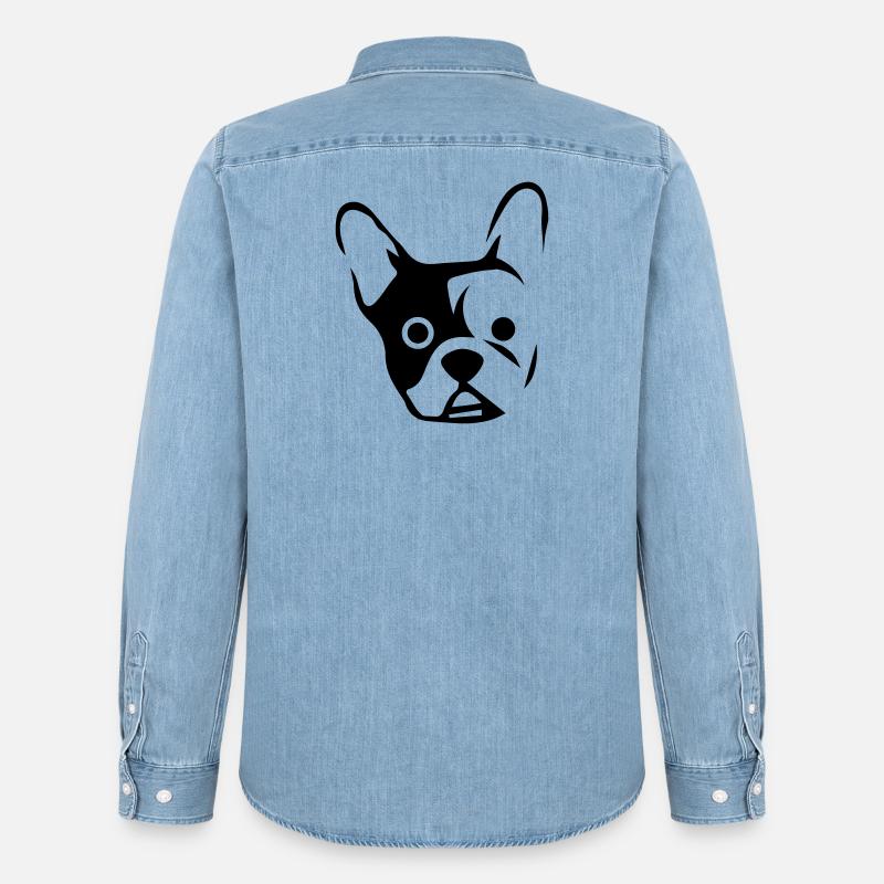 Kopf einer Bulldogge - Männer Jeanshemd Organic von Stanley/Stella - verwaschenes Hellblau