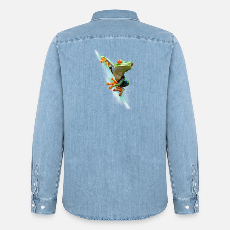 Frosch - Männer Jeanshemd Organic von Stanley/Stella - verwaschenes Hellblau