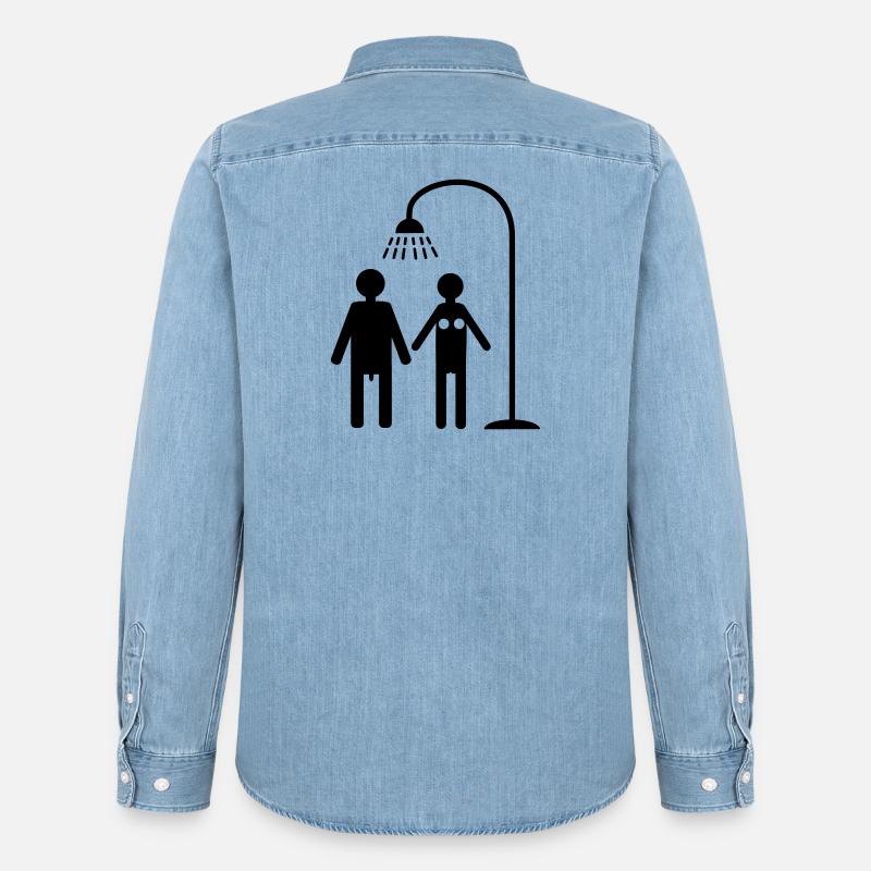 duschen hygiene lebensstil - Männer Jeanshemd Organic von Stanley/Stella - verwaschenes Hellblau