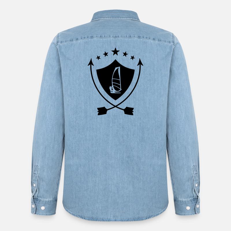 Windsurfen / Windsurfer / Windsurf / Windsurfing - Männer Jeanshemd Organic von Stanley/Stella - verwaschenes Hellblau