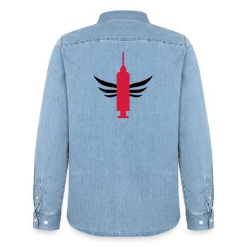 Krankenschwester / Mediziner / Doctor / - Männer Jeanshemd Organic von Stanley/Stella - verwaschenes Hellblau - Hinten - AI Model Male 185 light (185cm)