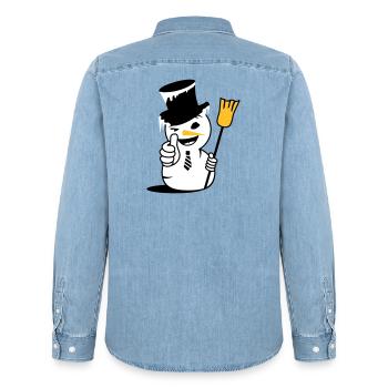 Un bonhomme de neige cool avec le pouce vers le haut - Chemise en denim homme bio Stanley/Stella - bleu clair délavé - Dos - AI Model Male 185 light (185cm)