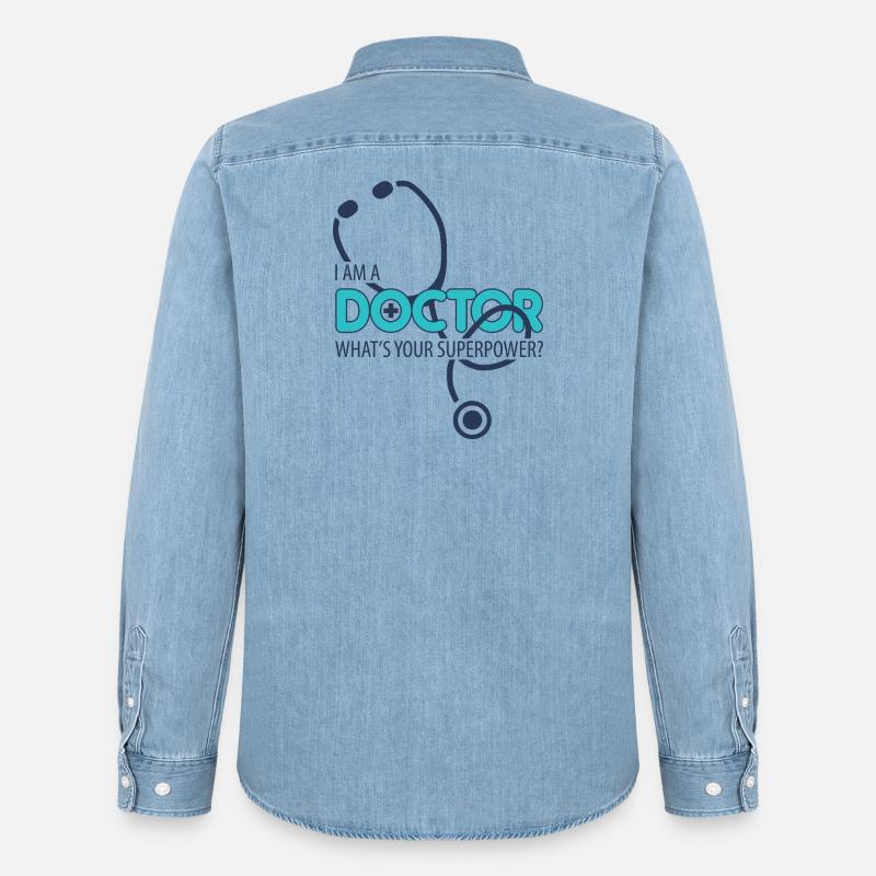 Ich bin ein Arzt - Männer Jeanshemd Organic von Stanley/Stella - verwaschenes Hellblau