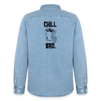 Chill Bro Nasenaffe Geschenk - Männer Jeanshemd Organic von Stanley/Stella - verwaschenes Hellblau - Hinten - AI Model Male 185 light (185cm)