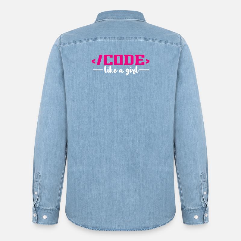 Coding Programming Computer Science - Men’s Organic Denim Shirt by Stanley/Stella - light wash