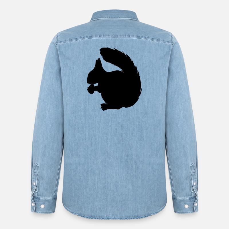 Eichhörnchen mit Nussschattenfigur - Männer Jeanshemd Organic von Stanley/Stella - verwaschenes Hellblau