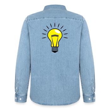 Light bulb Comic Vector 3 Color customizable - Men’s Organic Denim Shirt by Stanley/Stella - light wash - Back - AI Model Male 185 light (185cm)