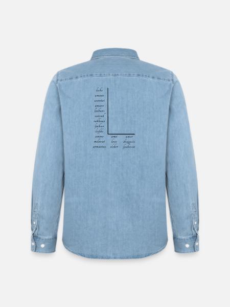 Love on many different languages - Men’s Organic Denim Shirt by Stanley/Stella - light wash