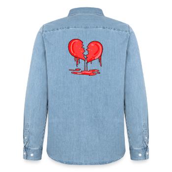 Broken heart - Men’s Organic Denim Shirt by Stanley/Stella - light wash - Back - AI Model Male 185 light (185cm)