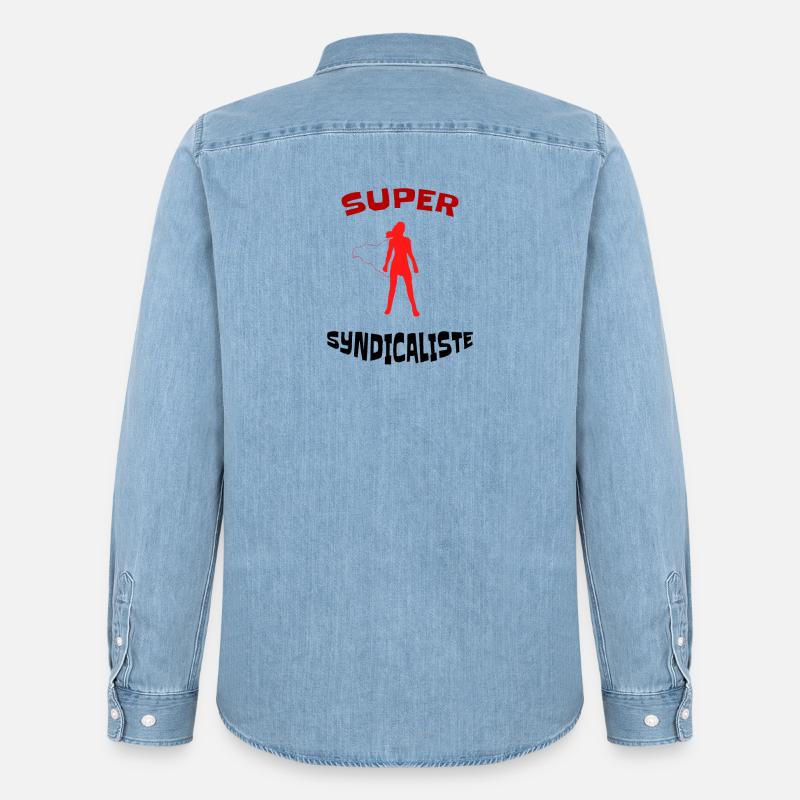Super Gewerkschafter - Idee Geschenk gewerkschaftliche - Männer Jeanshemd Organic von Stanley/Stella - verwaschenes Hellblau
