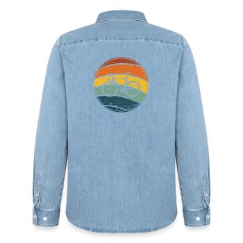 bicycle - Men’s Organic Denim Shirt by Stanley/Stella - light wash - Back - AI Model Male 185 light (185cm)