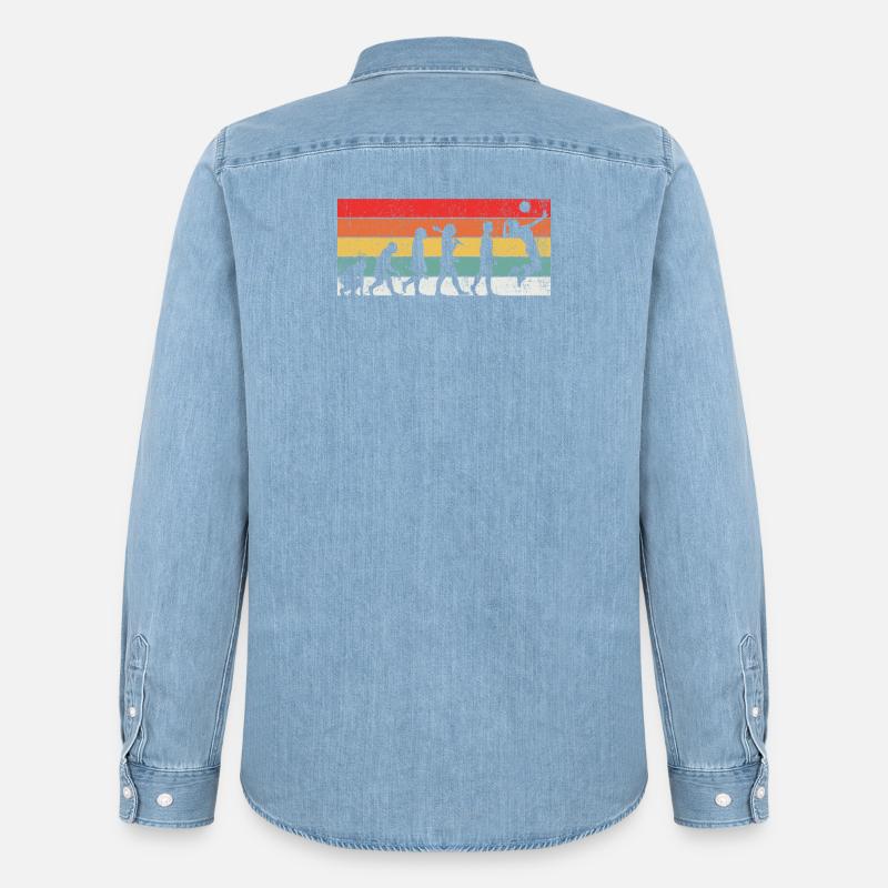 Volleyball Evolution - Männer Jeanshemd Organic von Stanley/Stella - verwaschenes Hellblau
