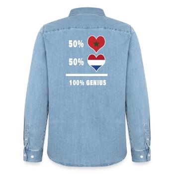 Le Maroc et les Pays-Bas ingénieux / Cadeau - Chemise en denim homme bio Stanley/Stella - bleu clair délavé - Dos - AI Model Male 185 light (185cm)