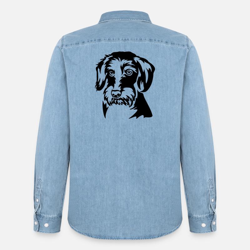 Dackel Kopf - Männer Jeanshemd Organic von Stanley/Stella - verwaschenes Hellblau