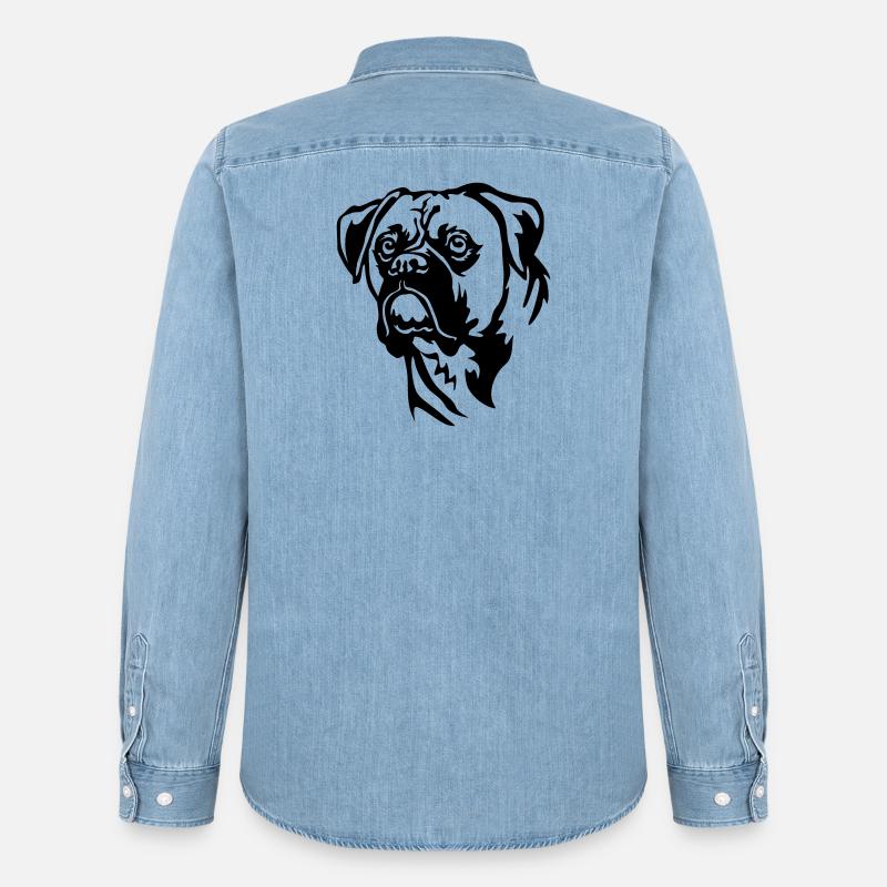 Boxer Kopf - Männer Jeanshemd Organic von Stanley/Stella - verwaschenes Hellblau