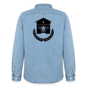 Maison d’abeilles ou nid d’abeilles - Chemise en denim homme bio Stanley/Stella - bleu clair délavé - Dos - AI Model Male 185 light (185cm)