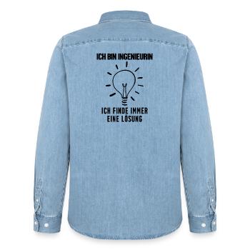 Ingenieurin Beruf Ausbildung - Männer Jeanshemd Organic von Stanley/Stella - verwaschenes Hellblau - Hinten - AI Model Male 185 light (185cm)