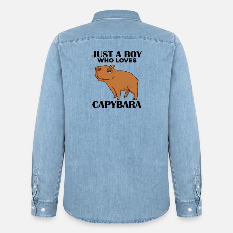 Capybara Junge - Männer Jeanshemd Organic von Stanley/Stella - verwaschenes Hellblau
