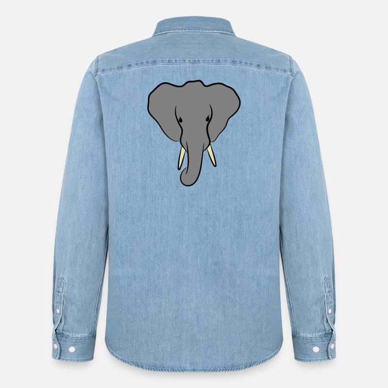 Elefantenkopf Minimalistisch - Männer Jeanshemd Organic von Stanley/Stella - verwaschenes Hellblau