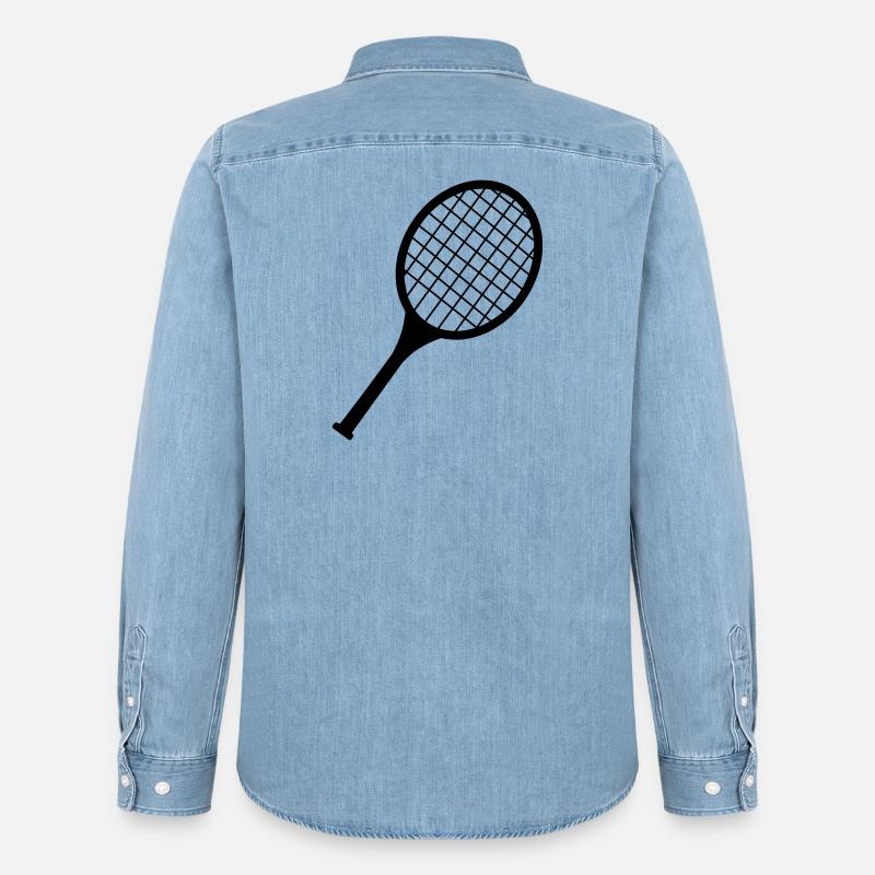 Badmintonschläger-Logo - Männer Jeanshemd Organic von Stanley/Stella - verwaschenes Hellblau