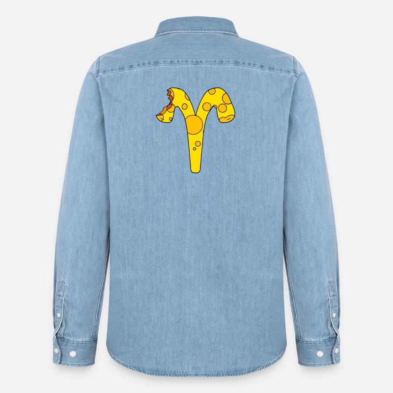 Sternzeichen Widder - Männer Jeanshemd Organic von Stanley/Stella - verwaschenes Hellblau