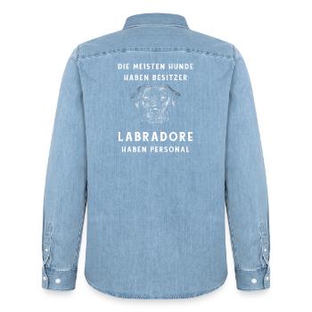 Lustiges Labrador Design - Männer Jeanshemd Organic von Stanley/Stella - verwaschenes Hellblau - Hinten - AI Model Male 185 light (185cm)