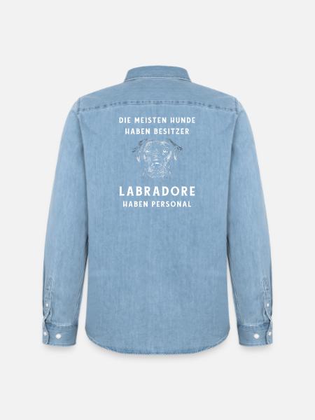 Lustiges Labrador Design - Männer Jeanshemd Organic von Stanley/Stella - verwaschenes Hellblau