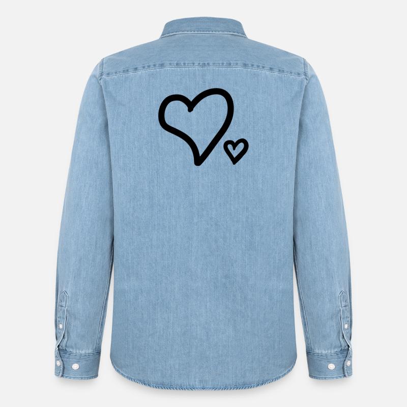 Hjerte hjerter - Stanley/Stella herre denimskjorte økologisk - afbleget lyseblå