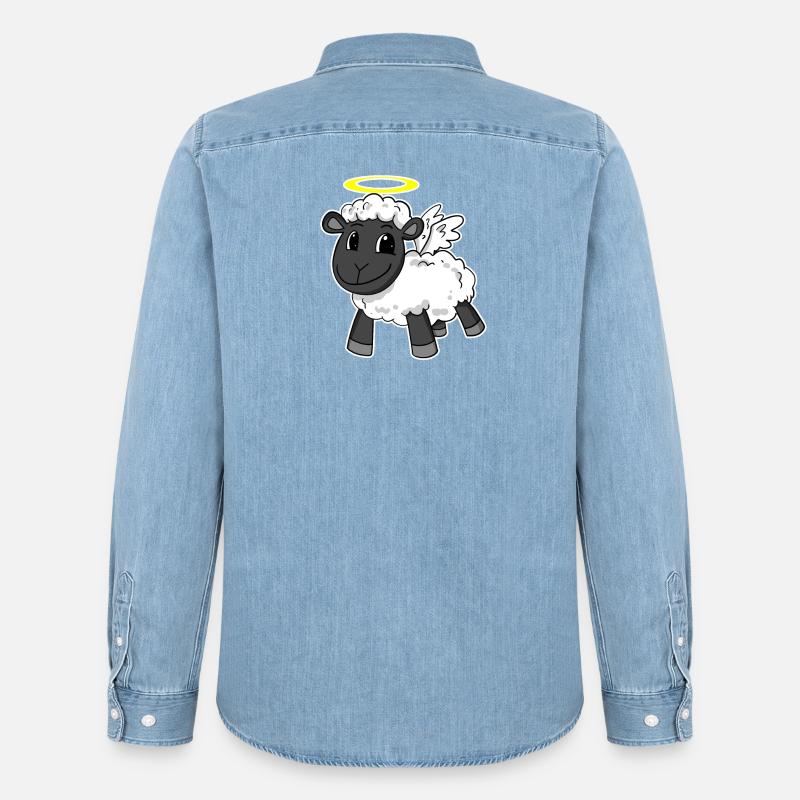 Schaf Engel - Männer Jeanshemd Organic von Stanley/Stella - verwaschenes Hellblau