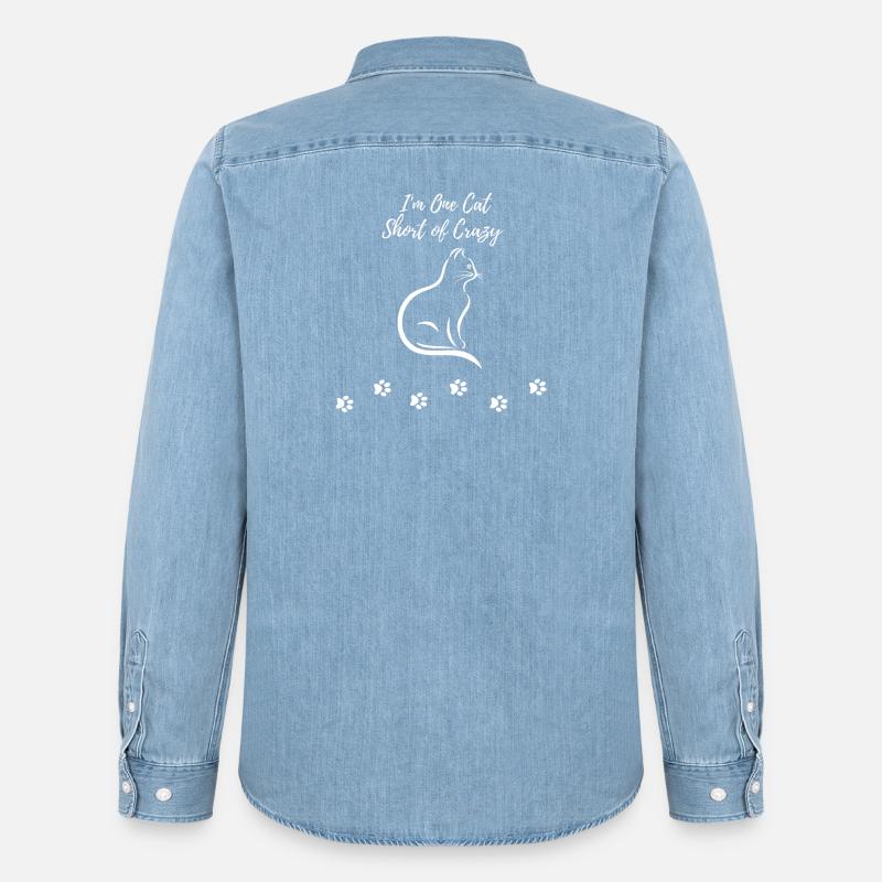 Cat Crazy - Cat Lovers Gift Idea - Männer Jeanshemd Organic von Stanley/Stella - verwaschenes Hellblau