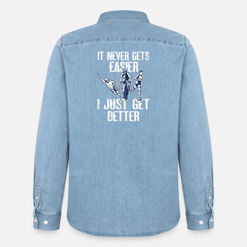 Es Wird Nie Einfacher Triathlon - Männer Jeanshemd Organic von Stanley/Stella - verwaschenes Hellblau