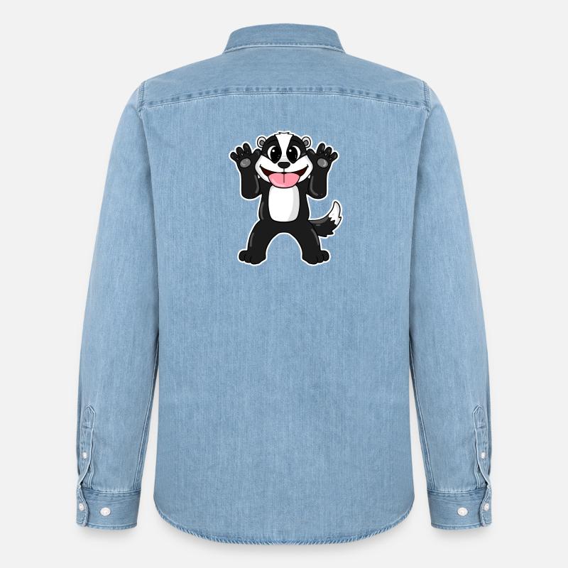 Dachs Dachse - Männer Jeanshemd Organic von Stanley/Stella - verwaschenes Hellblau