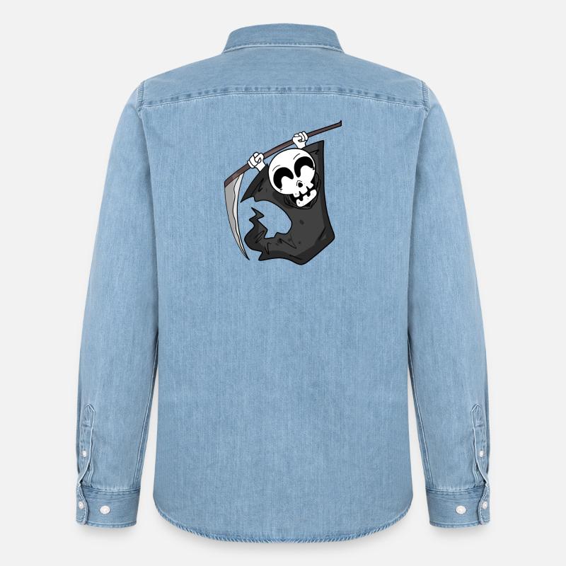 Sensenmann freut sich - Männer Jeanshemd Organic von Stanley/Stella - verwaschenes Hellblau