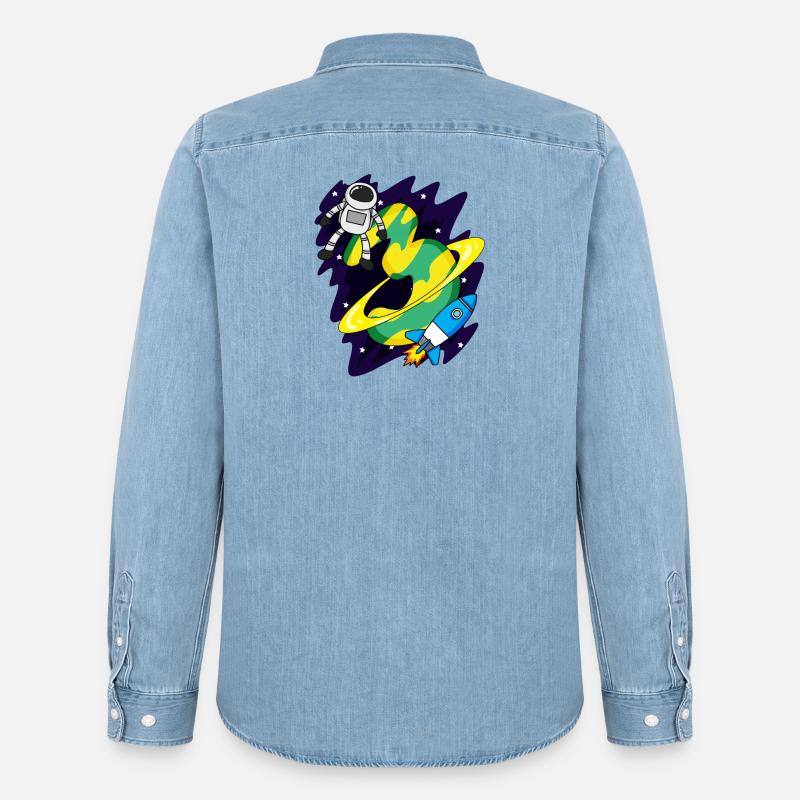 3 Jahre alt Junge Geschenk - Männer Jeanshemd Organic von Stanley/Stella - verwaschenes Hellblau