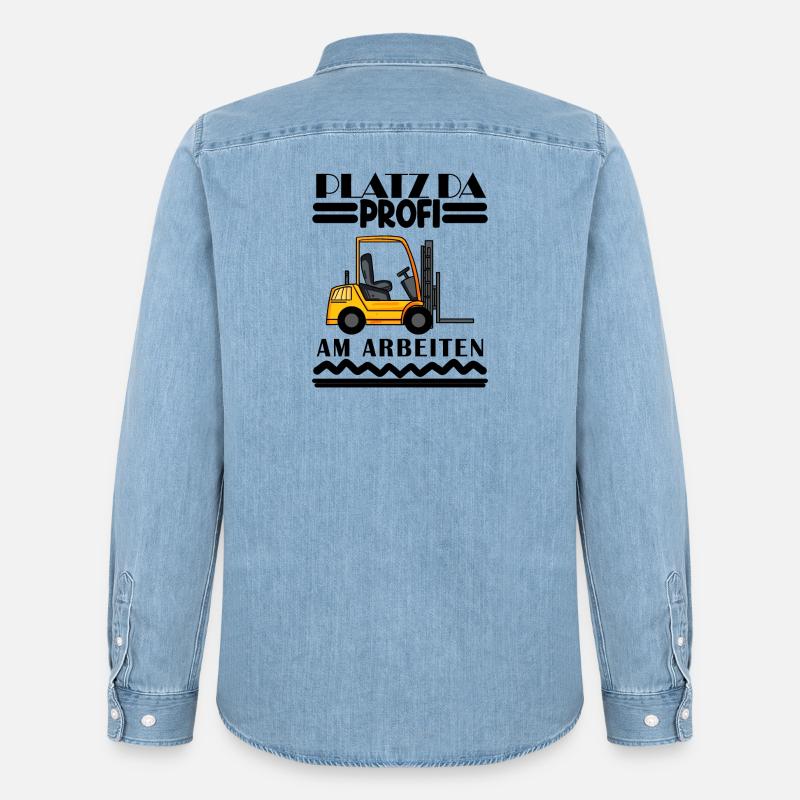 Staplerfahrer Gabelstapler Lager Logistik - Männer Jeanshemd Organic von Stanley/Stella - verwaschenes Hellblau